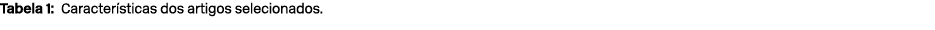 Tabela 1: Caracter sticas dos artigos selecionados.