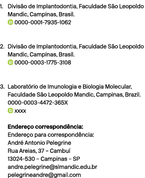 1. Divis o de Implantodontia, Faculdade S o Leopoldo Mandic, Campinas, Brasil. ￼ 0000 0001 7935 1062 2. Divis o de Im...