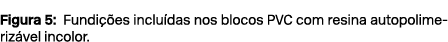 Figura 5: Fundi es inclu das nos blocos PVC com resina autopolimeriz vel incolor.