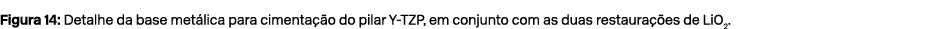 Figura 14: Detalhe da base met lica para cimenta o do pilar Y TZP, em conjunto com as duas restaura  es de LiO2.