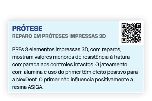 Pr tese Reparo em pr teses impressas 3D ￼ PPFs 3 elementos impressas 3D, com reparos, mostram valores menores de resi...