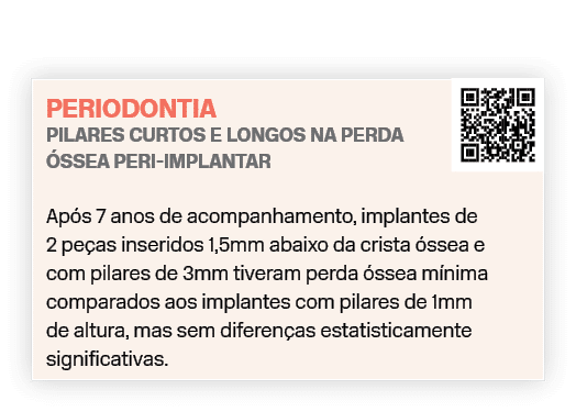 Periodontia Pilares curtos e longos na perda ssea peri implantar ￼ Ap s 7 anos de acompanhamento, implantes de 2 pe ...